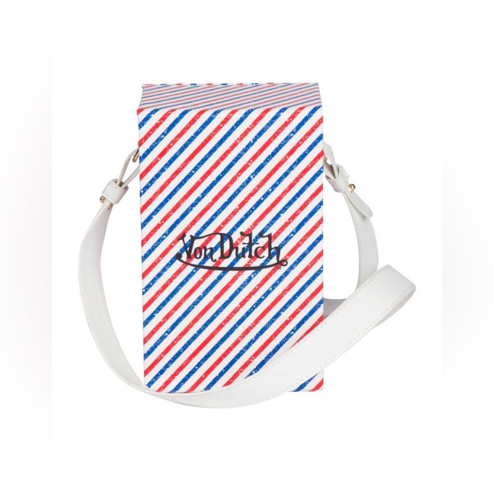 Von Dutch Unisex Magnetic Cross-Body Vertical Box Bag Barber Stripe New in Box